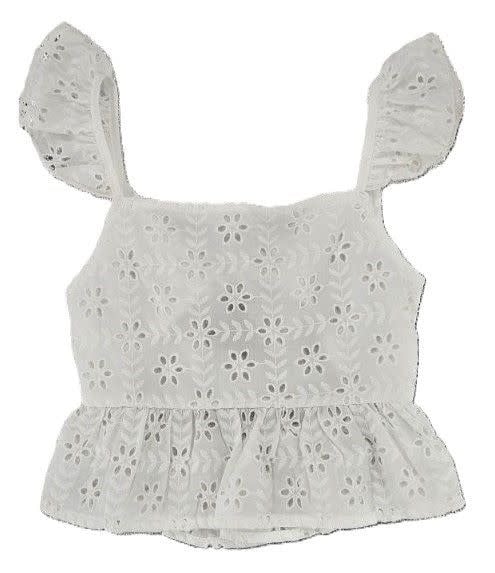 ML Fashions Summer Eyelet Flutter Strap Top
