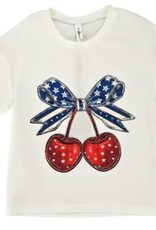 ML Fashions Patriotic Sequin Cherries T-Shirt