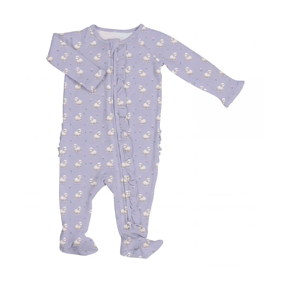 Sweet Bamboo Sweet Bamboo Ruffled Zipper Footie