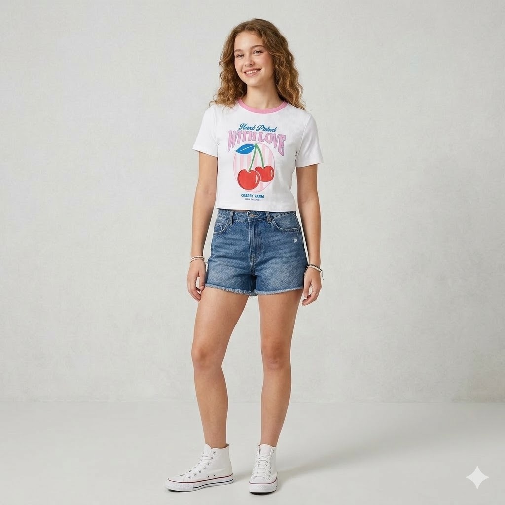 Paper Flower Junior/ Tween Cherries Graphic Tee