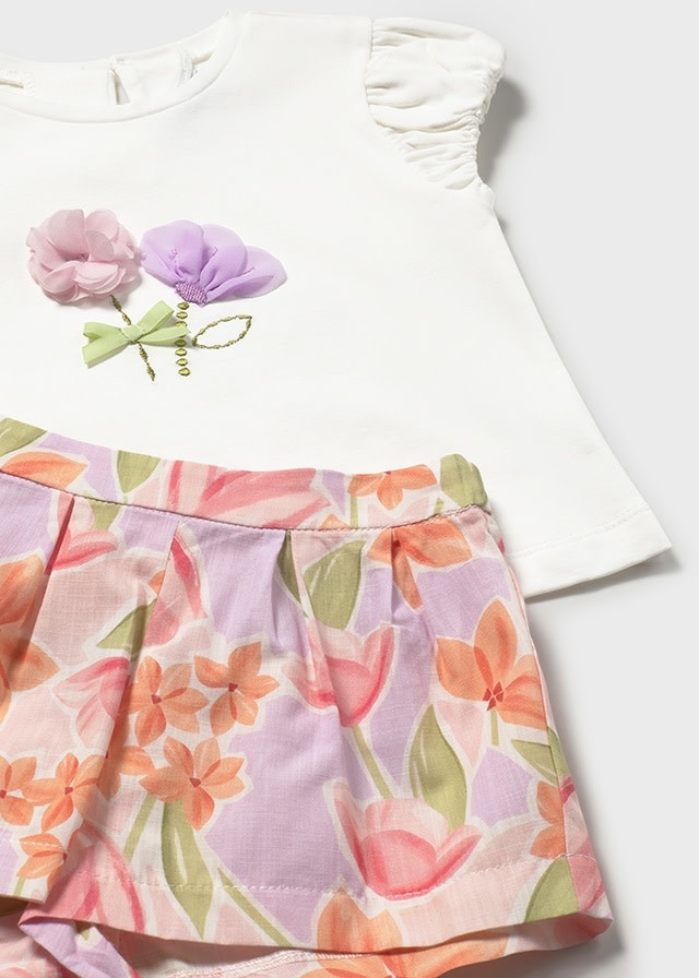 Mayoral Floral Embellished Shirt w/ Linen Short