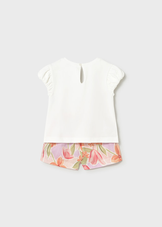 Mayoral Floral Embellished Shirt w/ Linen Short