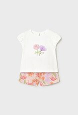 Mayoral Floral Embellished Shirt w/ Linen Short