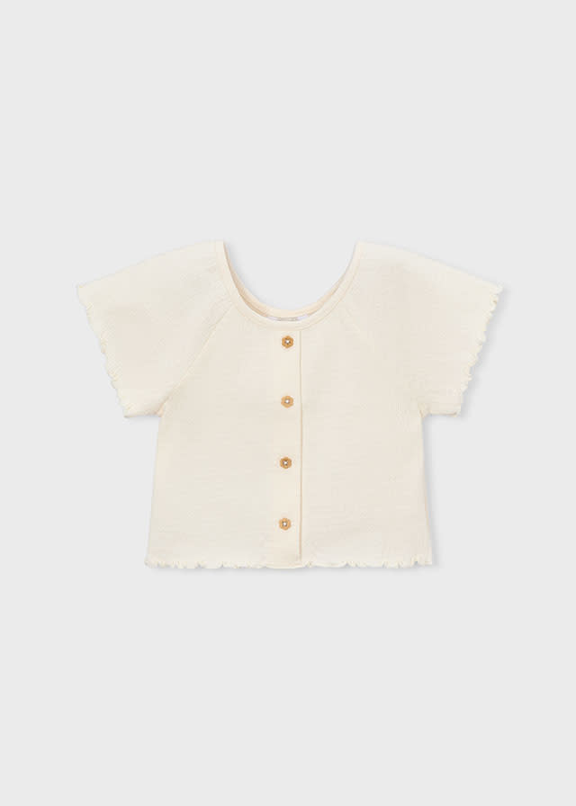 Mayoral Smocked Ruffle S/S w/ wood button