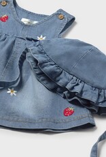 Mayoral Baby Girl Denim Embroidered Dress w/ Bucket Hat