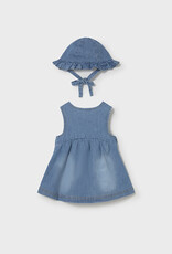 Mayoral Baby Girl Denim Embroidered Dress w/ Bucket Hat