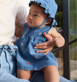 Mayoral Baby Girl Denim Embroidered Dress w/ Bucket Hat