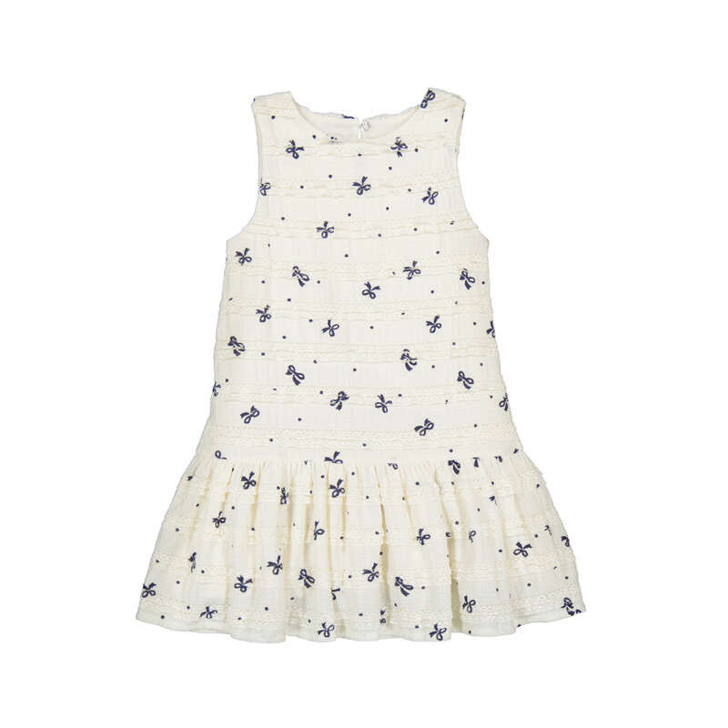 Mayoral Girls Navy Bow Textured Knit Dress