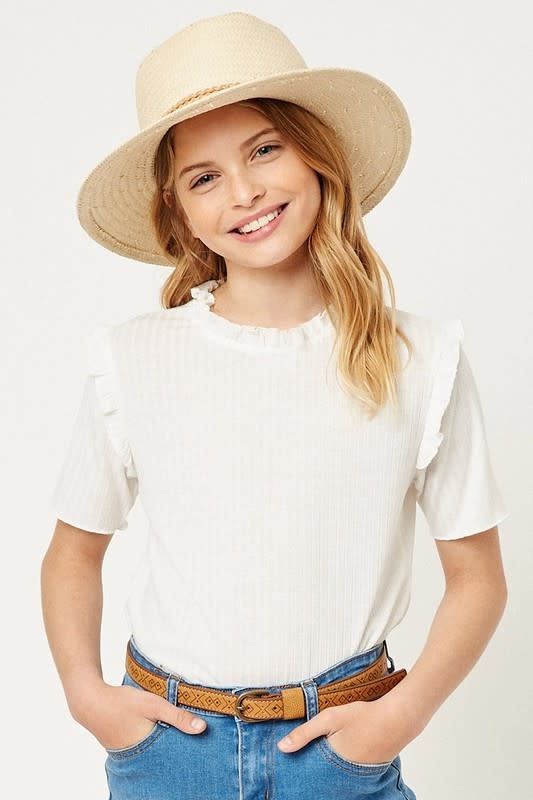 Hayden Girls Tween Ruffled Collar Knit Top