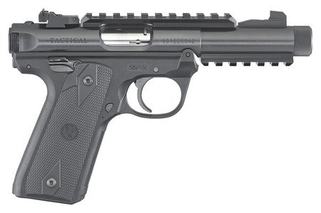Ruger RUG Mark IV 22/45 Tactical .22 LR 4.4 Inch Threaded Barrel Adjustable Rear Sight Top and Bottom Picatinny Rails Polymer Frame