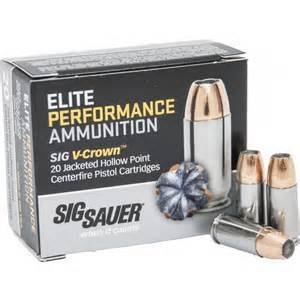Sig Sauer Sig Sauer, Elite Performance V-Crown Ammunition, 9MM, 124 Grain, Jacketed Hollow Point, 20 Round Box