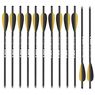 MUSEN 20" Hunting Archery Carbon Arrow Crossbow Bolts Arrows Feather and Replaced Arrowhead/Tip 12 Pcs