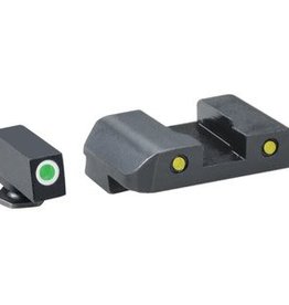 Ameriglo AMG Pro Operator Night Sight Set Front Green With White Outline/Rear Yellow With Black Outline Glock 17-39