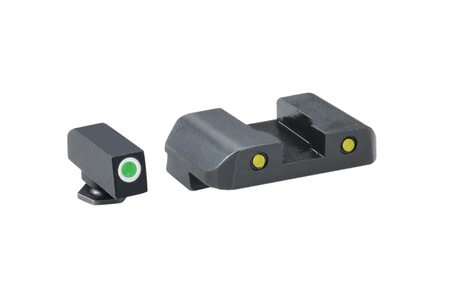 Ameriglo AMG Pro Operator Night Sight Set Front Green With White Outline/Rear Yellow With Black Outline Glock 17-39