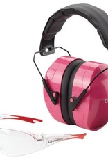 champion CHP Eyes And Ears Combination Package Of Pink Passive Muffs And Ballistic Rated Clear Lens Shooting Glasses