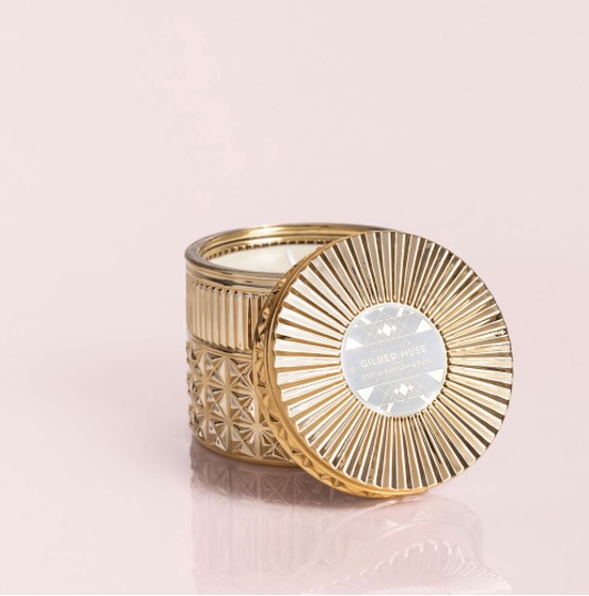 Capri Blue Exotic Blossom & Basil Gilded Faceted Jar