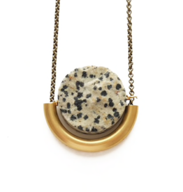 SUN AND MOON NECKLACE IN DALMATIAN JASPER