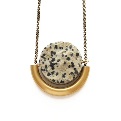 SUN AND MOON NECKLACE IN DALMATIAN JASPER