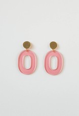 Acrylic Oval Earring in Pink Transparent
