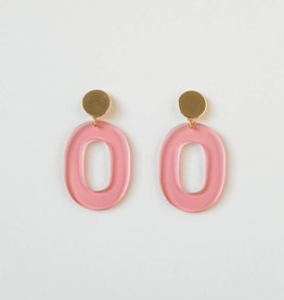 Acrylic Oval Earring in Pink Transparent