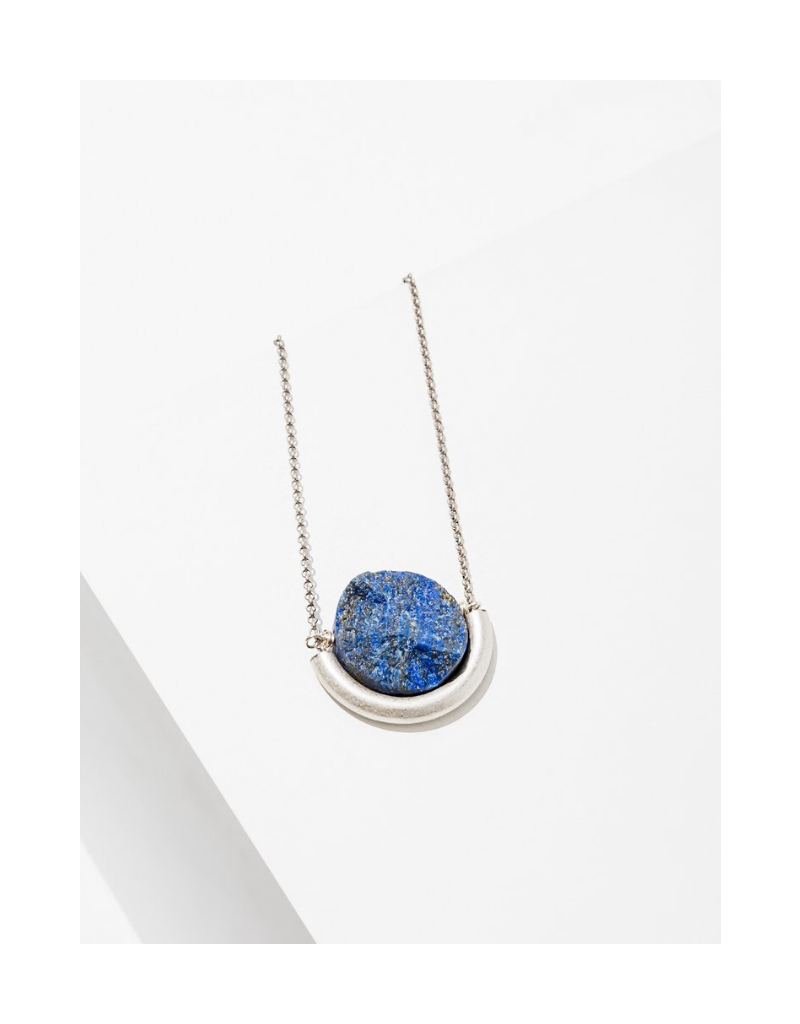 Sun and Moon Necklace in Lapis-Silver