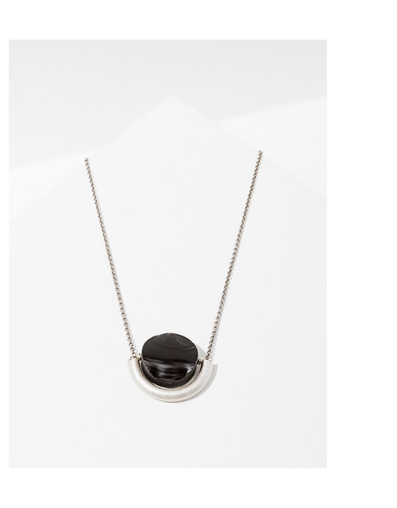 Sun and Moon Necklace in Onyx-Silver