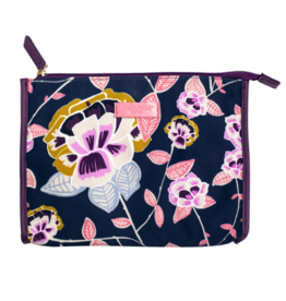 Navy Floral Jewelry Pouch