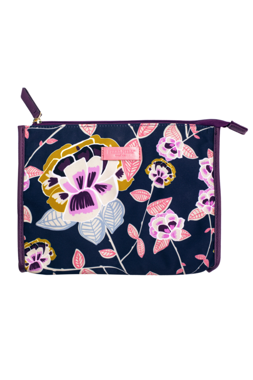 Navy Floral Jewelry Pouch