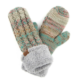 Knit Mittens with Fur Lining