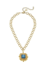 Teal Crystal Pendant Necklace