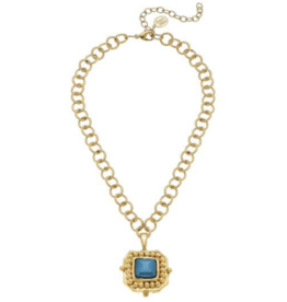 Teal Crystal Pendant Necklace