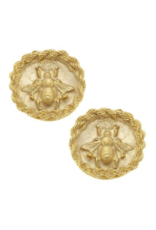 Gold Bee Intaglio Earrings