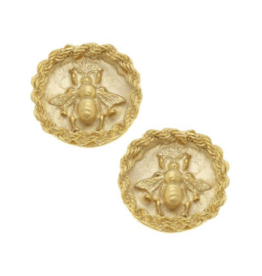 Gold Bee Intaglio Earrings