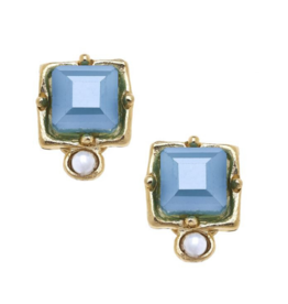 London Studs in Blue Crystal