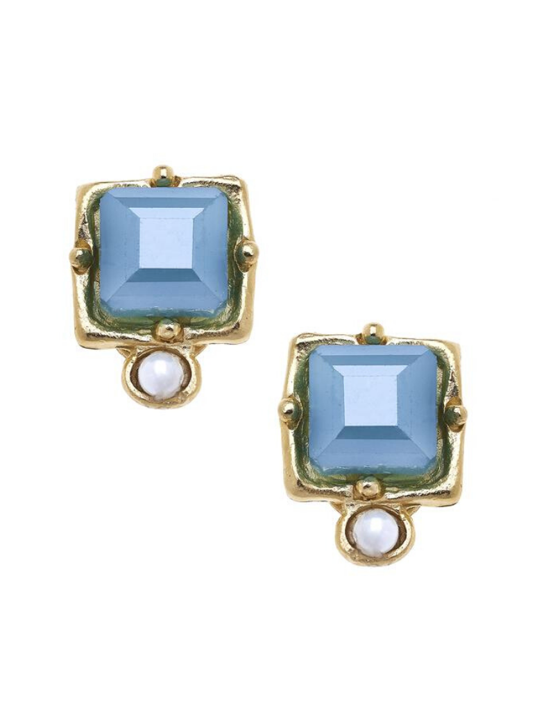 London Studs in Blue Crystal