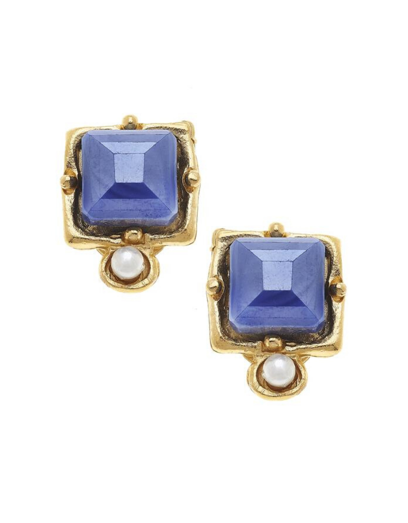 London Studs in Dark Aqua