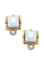 London Studs in White Crystal