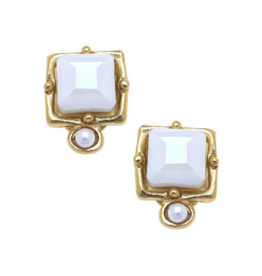 London Studs in White Crystal