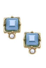 London Studs in Light Aqua Crystal