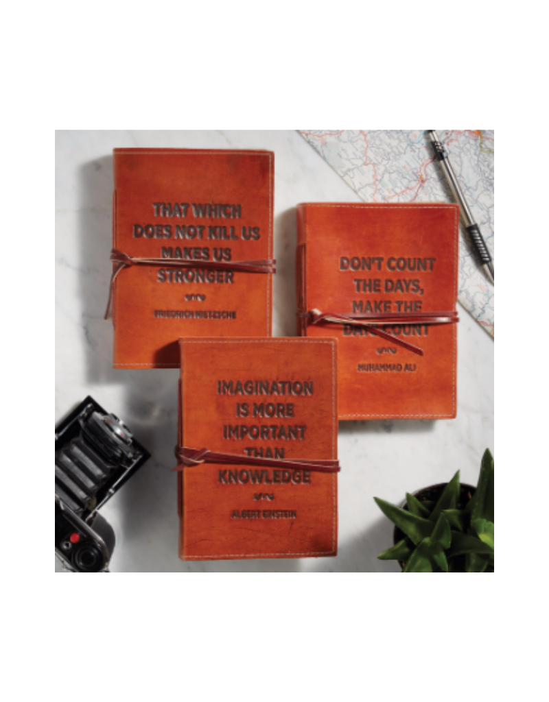 Leather Notebook with Embossed Saying