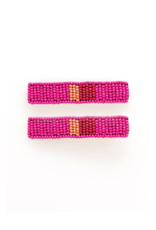 Beaded Hair Clip in Hot Pink