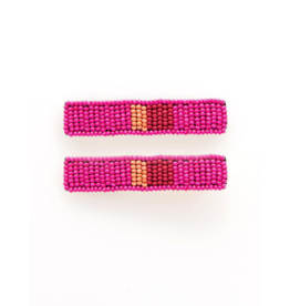 Beaded Hair Clip in Hot Pink
