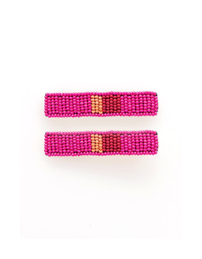 Beaded Hair Clip in Hot Pink