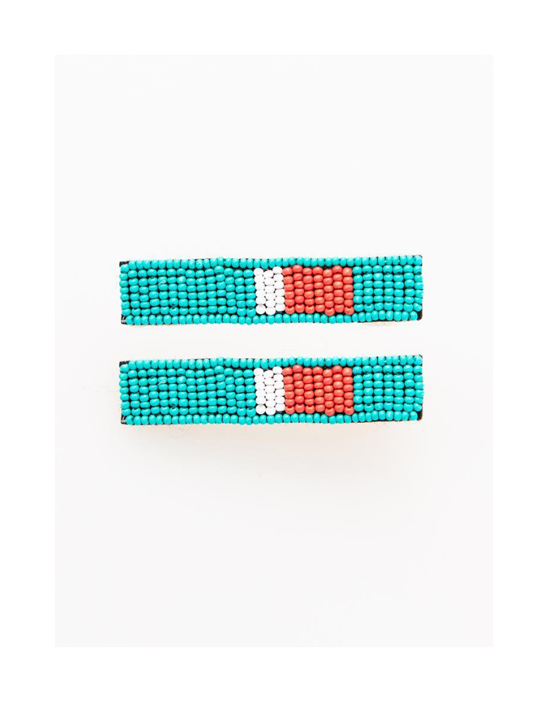 Beaded Hair Clip in Turquoise