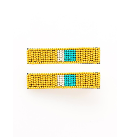 Beaded Hair Clip in Yellow Turquoise