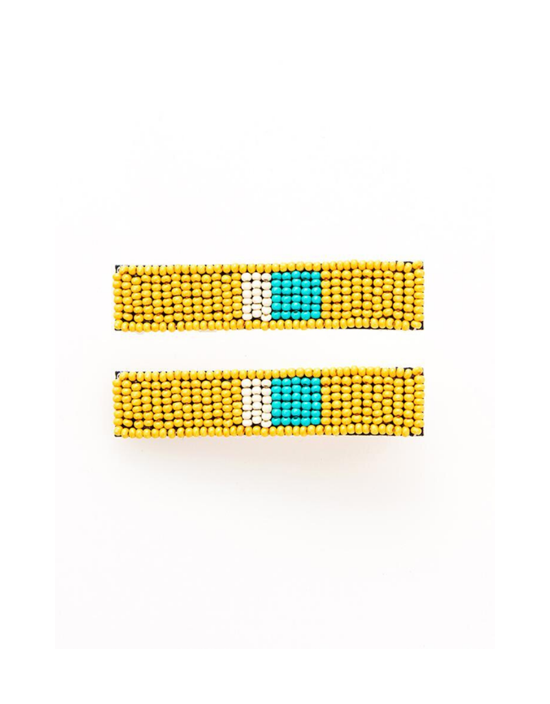 Beaded Hair Clip in Yellow Turquoise