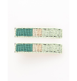 Beaded Hair Clip in Mint Teal