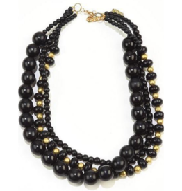 Ink + Alloy Short Three Strand Necklace WDNK1216B Black