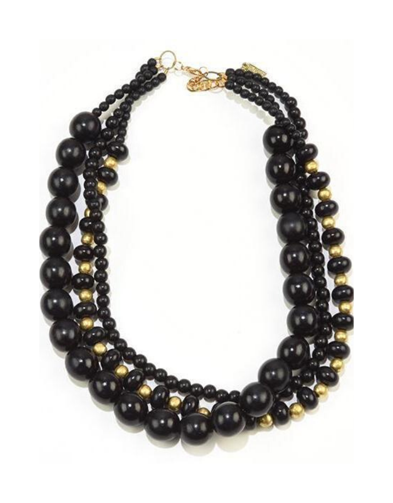 Ink + Alloy Short Three Strand Necklace WDNK1216B Black