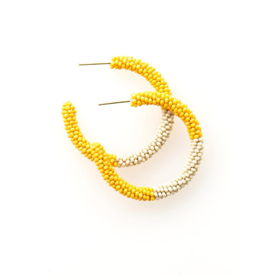 Yellow Ivory Color Block Small Hoop